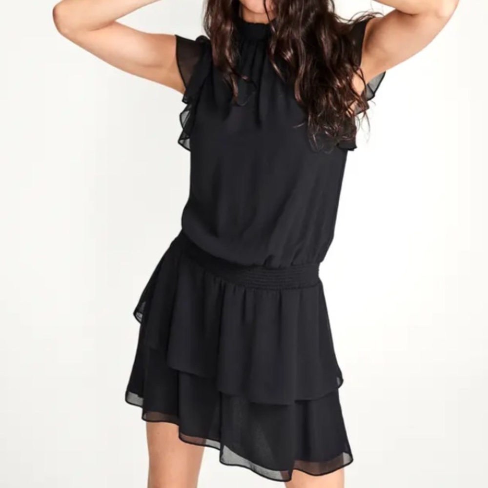 NWT 1.State Smocked Neck Flutter Sleeve Dress